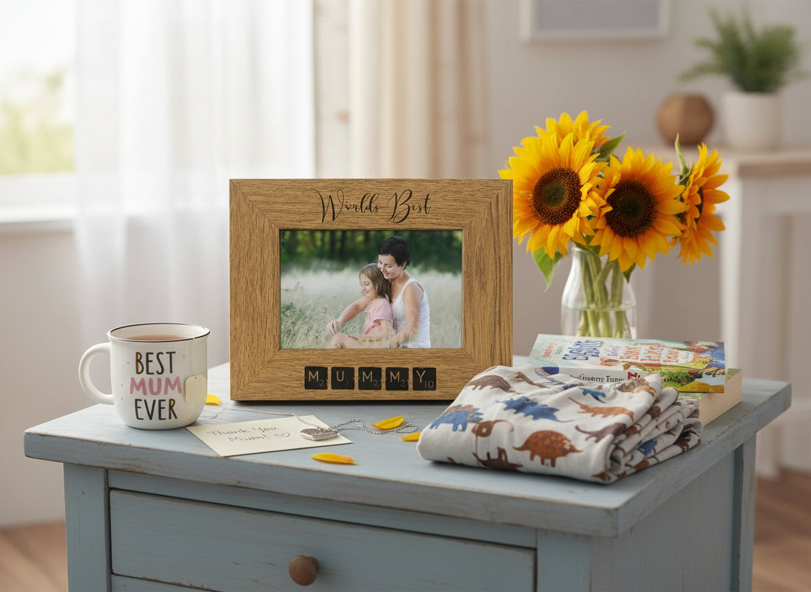 Wooden Engraved Mum Photo Picture Frame Gift Idea Worlds Best Mummy Mum Photo Frame ukgiftstoreonline