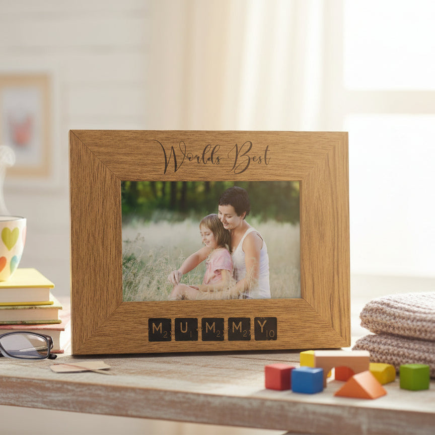 Wooden Engraved Mum Photo Picture Frame Gift Idea Worlds Best Mummy Mum Photo Frame ukgiftstoreonline