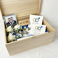 Personalised Mr & Mr Wedding Gift Same Sex Wooden Memories Keepsake Box Keepsake Memory Box uk giftstore online