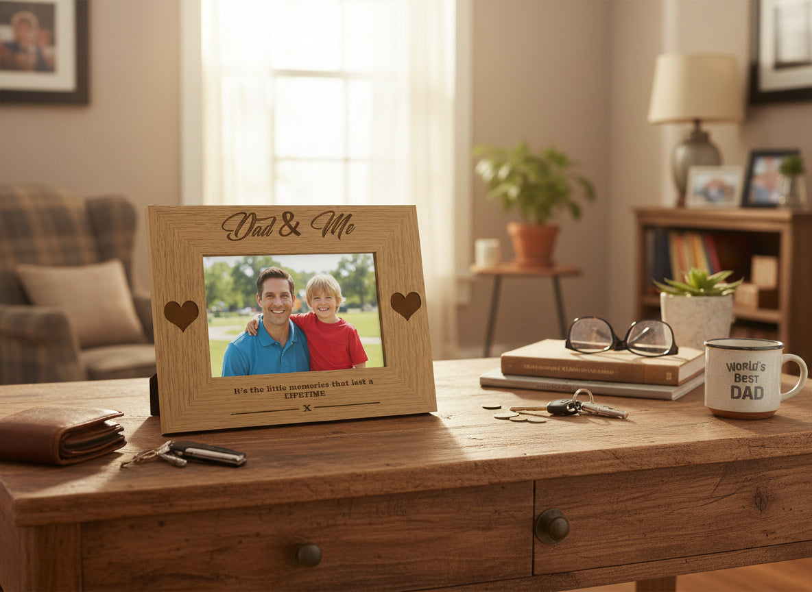 Dad and Me Wooden Engraved Photo Frame Gift Photo Frame ukgiftstoreonline