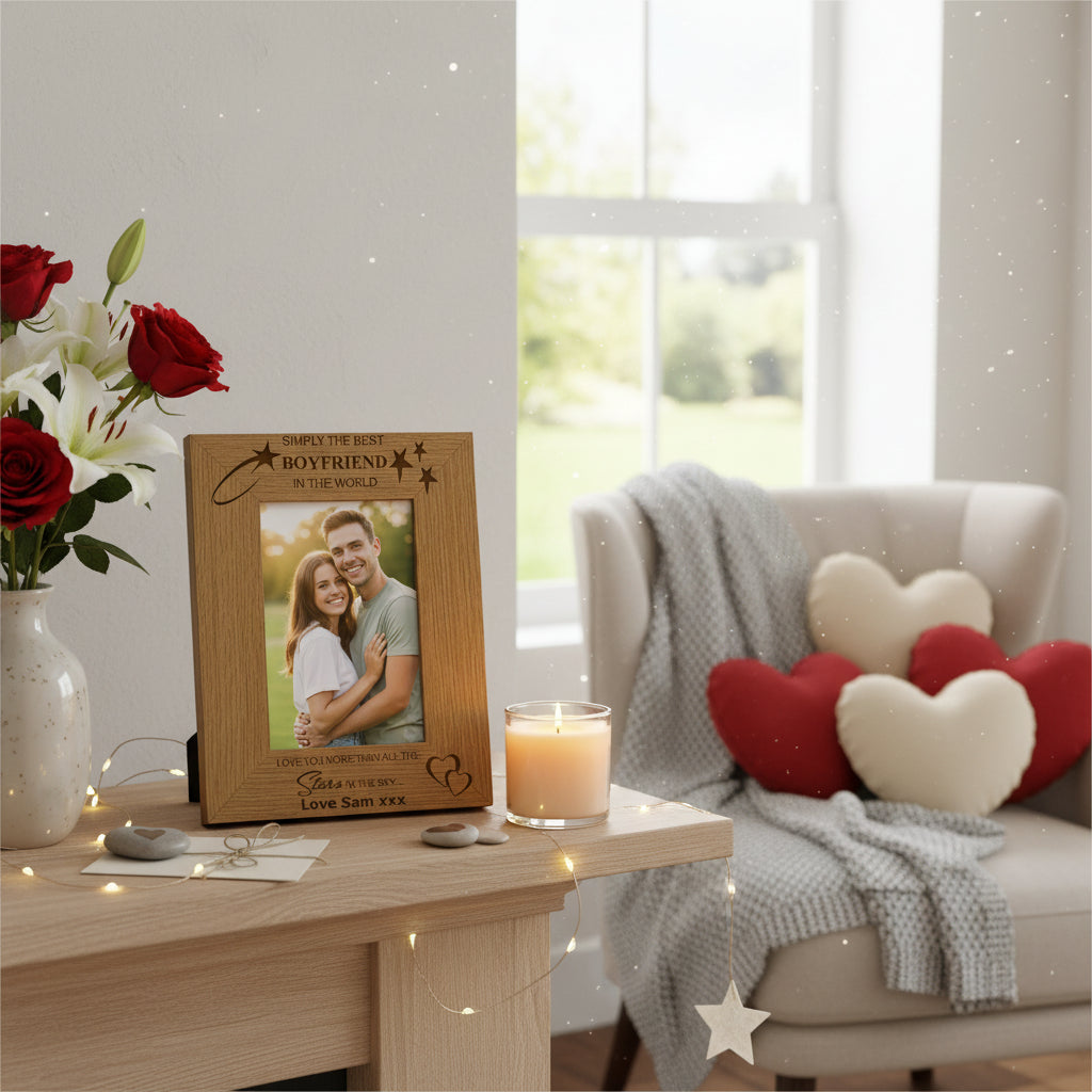 Personalised Best Boyfriend Portrait Wooden Engraved Photo Frame Gift Boyfriend Photo Frame ukgiftstoreonline