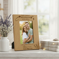 Personalised Best Boyfriend Portrait Wooden Engraved Photo Frame Gift Boyfriend Photo Frame ukgiftstoreonline