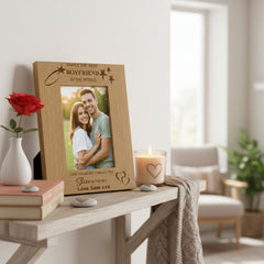Personalised Best Boyfriend Portrait Wooden Engraved Photo Frame Gift Boyfriend Photo Frame ukgiftstoreonline