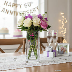 Personalised 60th Anniversary Flower Vase Gift For Couple Husband Wife Loving Memory Remembrance ukgiftstoreonline