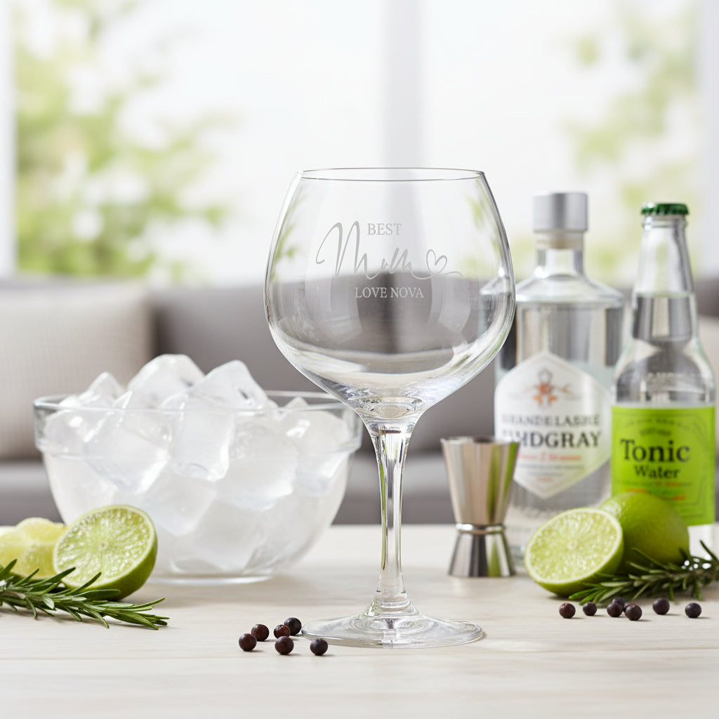 Engraved Personalised Mum Balloon Gin Glass Present for her Personalised Gin Glasses ukgiftstoreonline