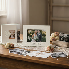 White Wooden Wedding Photo Frame 4" x 6" With Gift Box photo frame ukgiftstoreonline