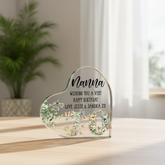 Personalised 70th Birthday Gift Heart Block in Silk Lined Gift Box With Flowers and Butterflies Acrylic Glass Gift ukgiftstoreonline