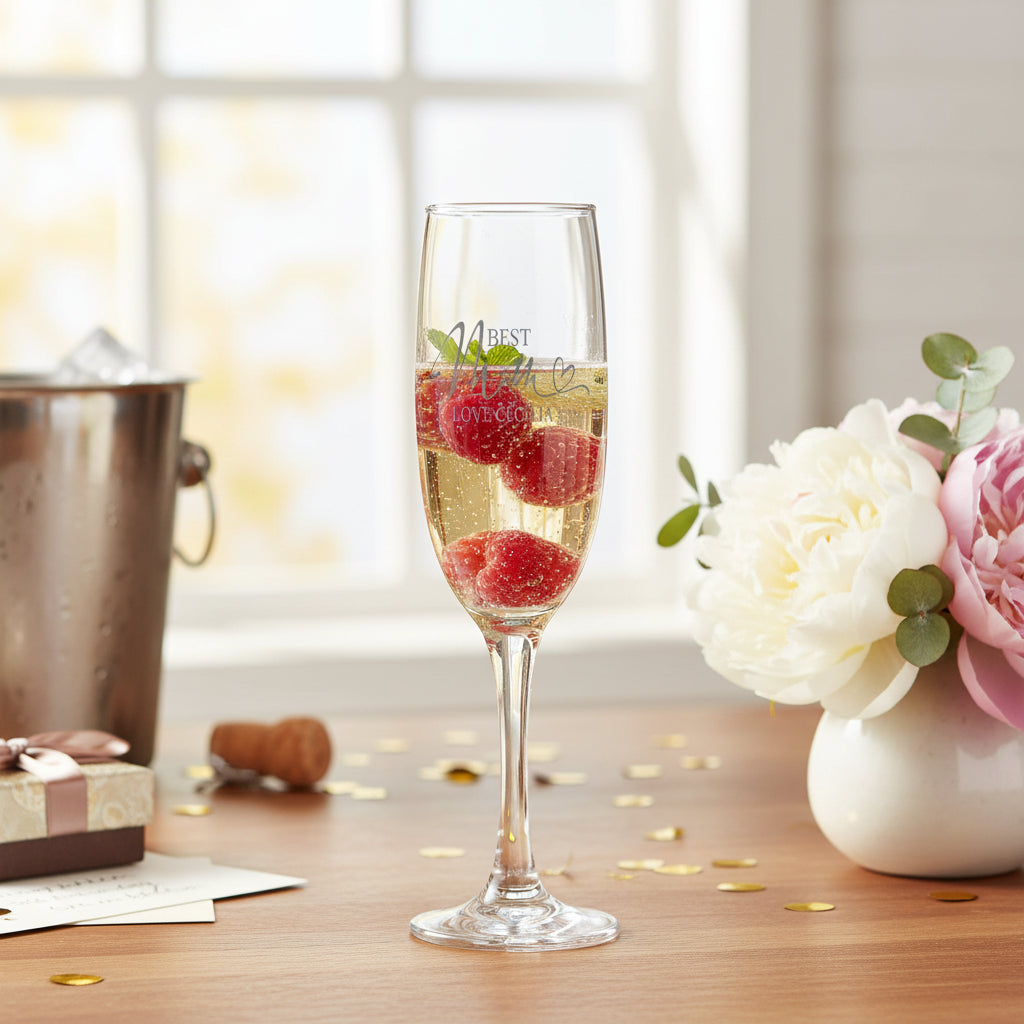 Personalised Best Mum Engraved Champagne Flute Prosecco Glass Gift Personalised Prosecco Glass ukgiftstoreonline