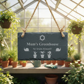 Mum's Greenhouse Slate Garden Plaque - No Snails Personalised Garden Stone Slate ukgiftstoreonline