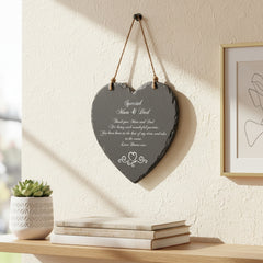 Personalised Mum and Dad Gift Engraved Slate Plaque Heart Symbol Personalised Heart Gifts ukgiftstoreonline