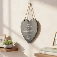 Personalised Mum and Dad Gift Engraved Slate Plaque Heart Symbol Personalised Heart Gifts ukgiftstoreonline