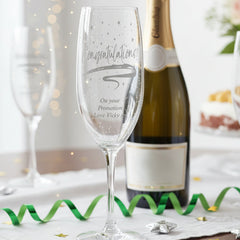 Congratulations Sentiment Personalised Engraved Champagne Prosecco Glass Personalised Champagne Glasses ukgiftstoreonline