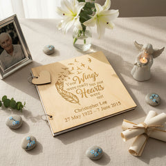Personalised Large Engraved Wooden Funeral Remembrance Guest Book Scrap Book Album Scrapbook ukgiftstoreonline