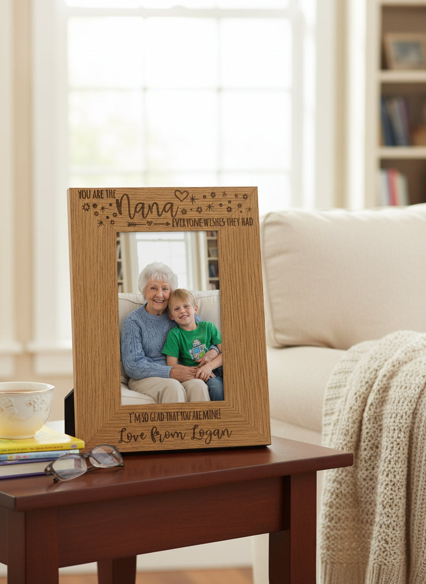 Personalised You Are The Nana Photo Frame Engraved Oak Wood Finish For Mothers Day Christmas or Birthday Nana Photo Frame ukgiftstoreonline