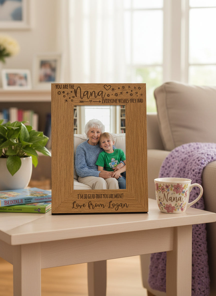 Personalised You Are The Nana Photo Frame Engraved Oak Wood Finish For Mothers Day Christmas or Birthday Nana Photo Frame ukgiftstoreonline