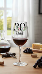Personalised 30th Birthday Floral Wine Glass Gift For Her