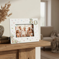 80th Birthday Photo Picture Frame Gift For Her With Butterflies and Flowers Photo Frame ukgiftstoreonline
