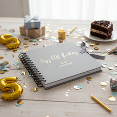 Personalised Any age Birthday Grey Scrapbook, Guest Book or Photo Album Gift 16th, 18th, 21st, 30th, 40th, 50th, 60th, 70th, 80th