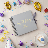 Personalised Any age Birthday Grey Scrapbook, Guest Book or Photo Album Gift 16th, 18th, 21st, 30th, 40th, 50th, 60th, 70th, 80th Scrapbook ukgiftstoreonline
