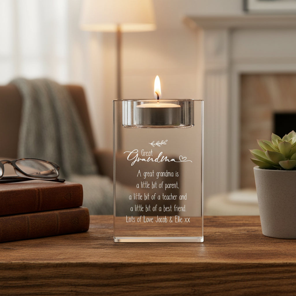 Personalised Great Grandma Tea Light Candle Holder With Sentiment Tea Light Holder ukgiftstoreonline