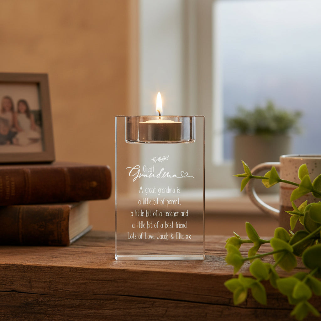 Personalised Great Grandma Tea Light Candle Holder With Sentiment Tea Light Holder ukgiftstoreonline