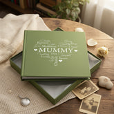 Mummy Word Heart Olive Green Photo Picture Album 50 x 6"x4" Capacity Mum Photo Album ukgiftstoreonline
