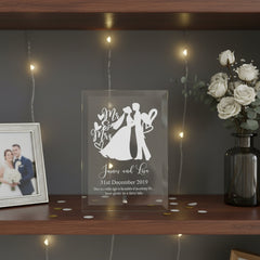 Personalised Engraved wedding Glass Plaque gift or wedding Present Personalised Wedding Gift ukgiftstoreonline