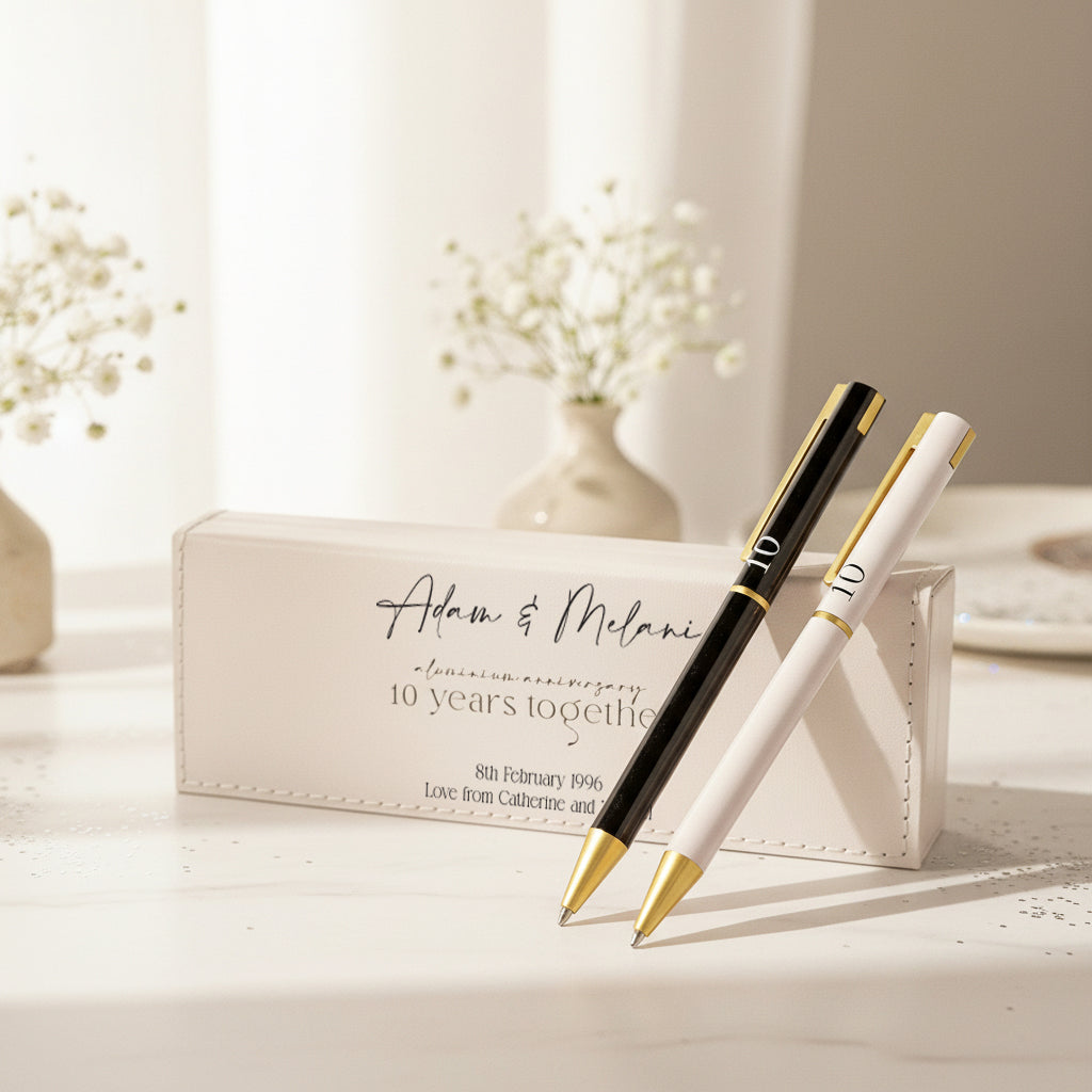 10th Anniversary Pen Set Personalised and Gift Boxed Anniversary Gifts ukgiftstoreonline