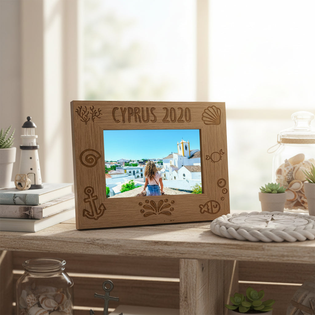 Personalised Beach Themed Holiday Landscape Wooden Photo Frame Gift Photo Frame ukgiftstoreonline