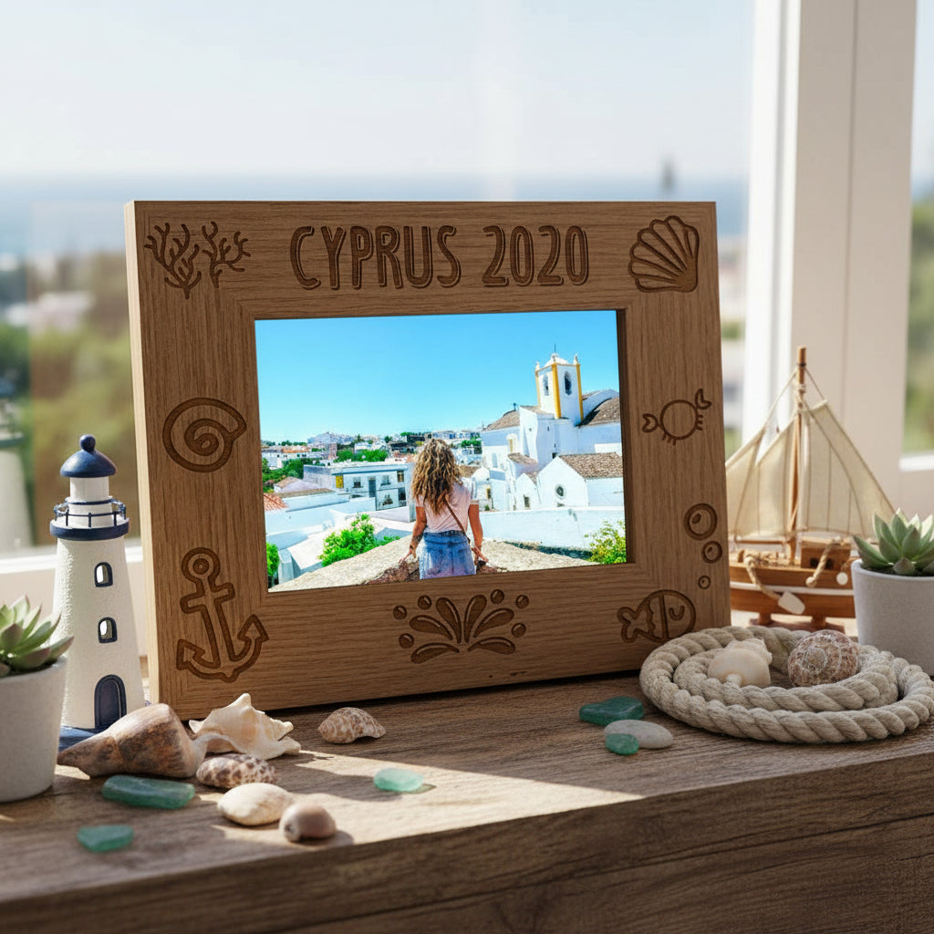 Personalised Beach Themed Holiday Landscape Wooden Photo Frame Gift Photo Frame ukgiftstoreonline