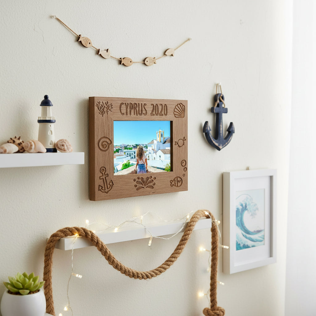 Personalised Beach Themed Holiday Landscape Wooden Photo Frame Gift Photo Frame ukgiftstoreonline
