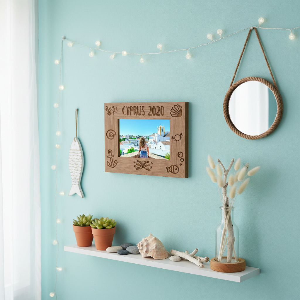 Personalised Beach Themed Holiday Landscape Wooden Photo Frame Gift Photo Frame ukgiftstoreonline