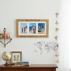 Personalised Adventures Travel Holiday Engraved Wooden Triple picture photo frame Travel Photo Frame ukgiftstoreonline