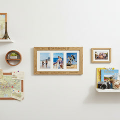 Personalised Adventures Travel Holiday Engraved Wooden Triple picture photo frame Travel Photo Frame ukgiftstoreonline
