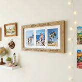 Personalised Adventures Travel Holiday Engraved Wooden Triple picture photo frame Travel Photo Frame ukgiftstoreonline