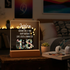 Personalised 18th birthday Gift For Her LED Light With Flowers and Butterflies Personalised Heart Gifts ukgiftstoreonline