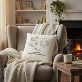 50th Birthday Gift For Her Personalised Cushion With Butterflies and Flowers
