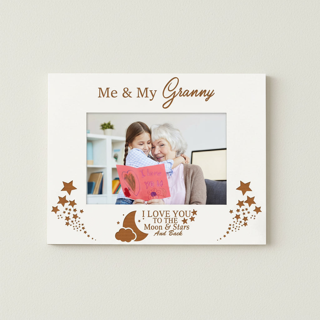 Me and My Granny Love You To The Moon White Photo Frame Gift Gran Photo Frame ukgiftstoreonline