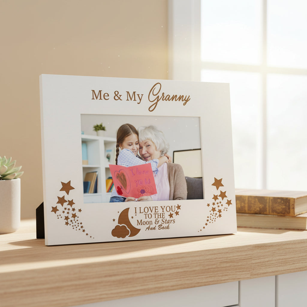 Me and My Granny Love You To The Moon White Photo Frame Gift Gran Photo Frame ukgiftstoreonline