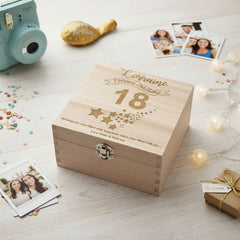 Personalised Birthday Wooden Engraved Keepsake Box or Photo Box Gift 18th 21st 30th 40th 50th 60th 70th 80th Keepsake Memory Box ukgiftstoreonline