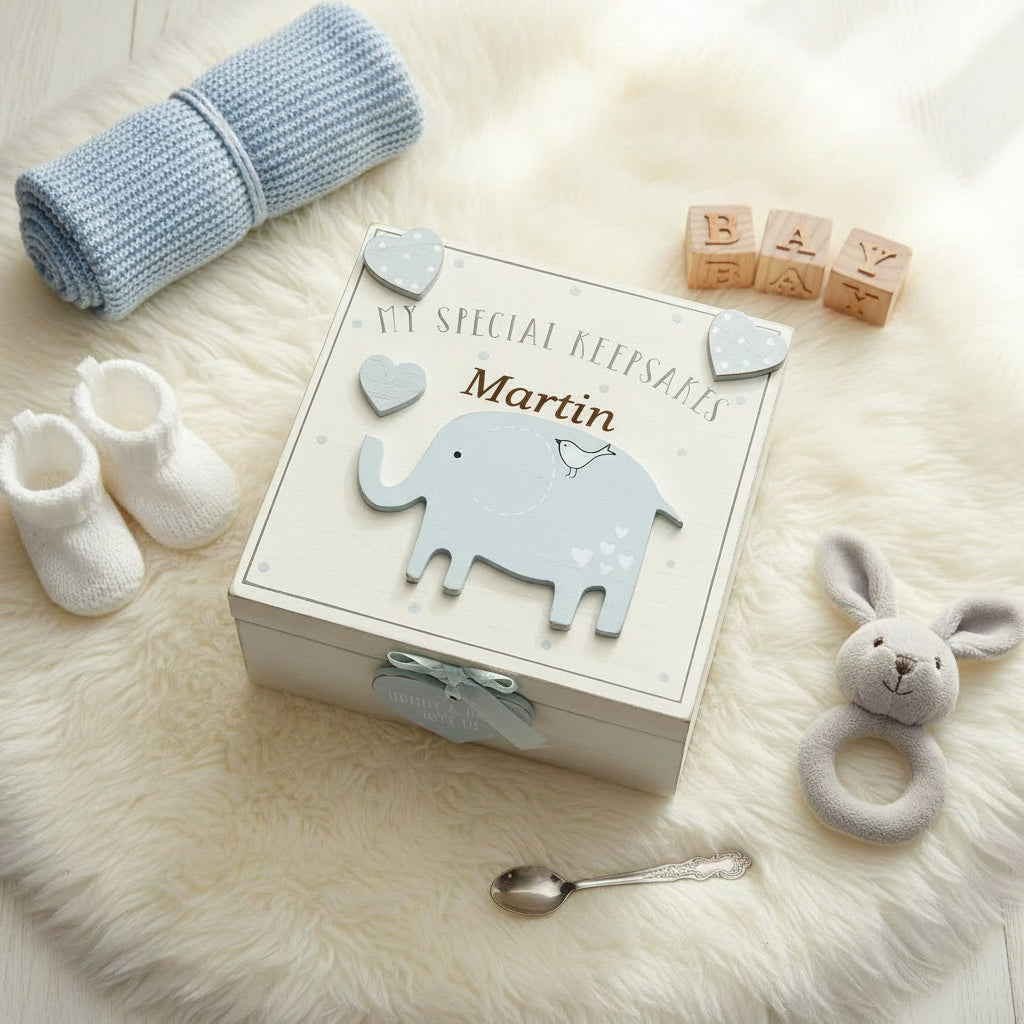 Personalised Baby Boy wooden Engraved Memories Keepsake Box Vintage Style Keepsake Memory Box ukgiftstoreonline