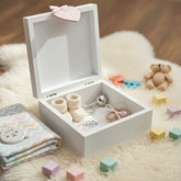 Personalised Baby Girl Engraved wooden Memories Keepsake Box Vintage Style