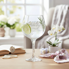 Personalised Happy Mothers Day Gift Balloon Drink Glass For Gin Or Cocktails