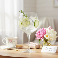 Personalised Happy Mothers Day Gift Balloon Drink Glass For Gin Or Cocktails