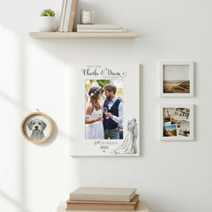 Personalised Wedding Day Wooden Photo Frame Gift With Sketch Couple Photo Frame ukgiftstoreonline