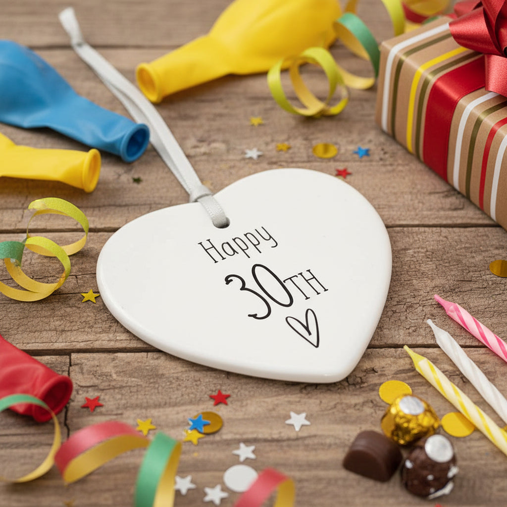 30th Birthday ornament, 30th keepsake, 30th ceramic heart gift Personalised Heart Gifts ukgiftstoreonline