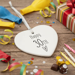 30th Birthday ornament, 30th keepsake, 30th ceramic heart gift Personalised Heart Gifts ukgiftstoreonline