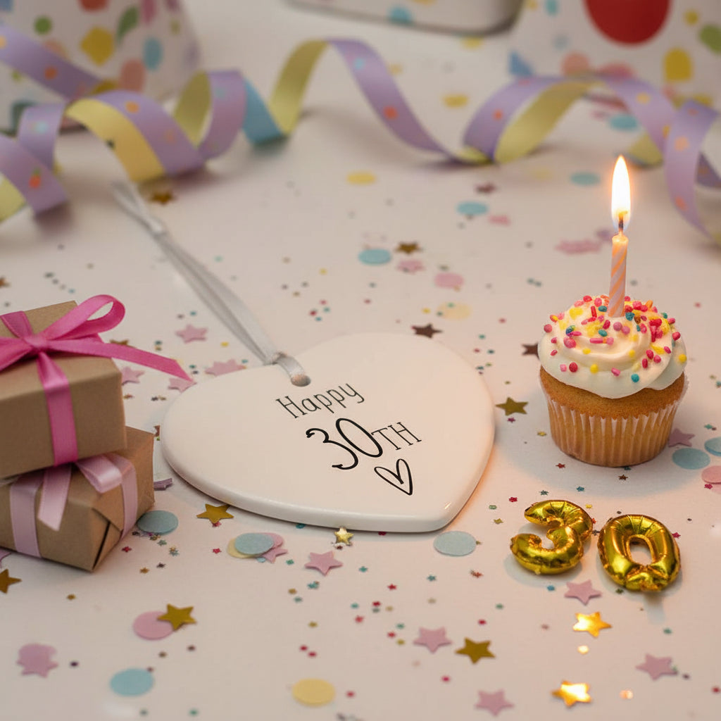 30th Birthday ornament, 30th keepsake, 30th ceramic heart gift Personalised Heart Gifts ukgiftstoreonline