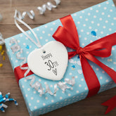 30th Birthday ornament, 30th keepsake, 30th ceramic heart gift Personalised Heart Gifts ukgiftstoreonline