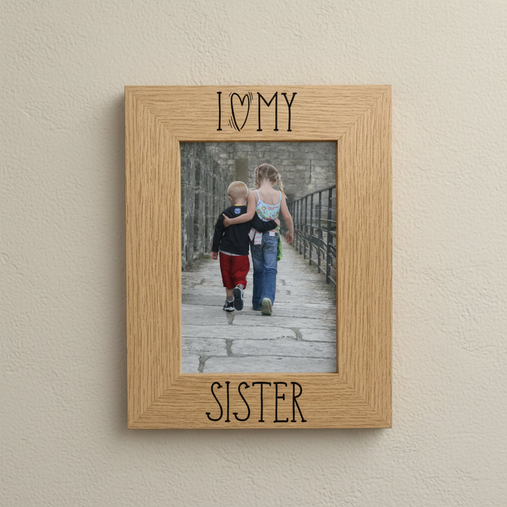 I Heart My Sister Wooden Engraved Photo Picture Frame Love Gift Sister Photo Frame ukgiftstoreonline